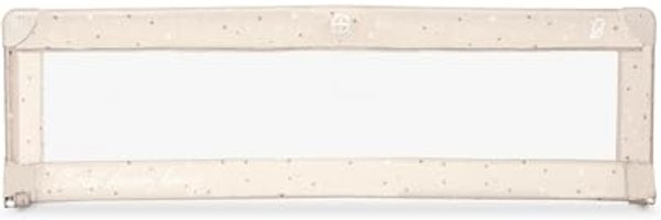 Asalvo Bettgitter, 150 cm, Fallschutz, für Kinder, klappbar, Tragetasche, extra hohes Design, faltbar und tragbar, sichere Befestigung, Sterne beige