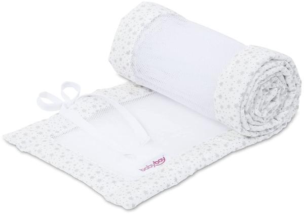 babybay Nestchen Mesh passend für Modell Maxi, Boxspring, Comfort und Comfort Plus, weiß Glitzersterne silber