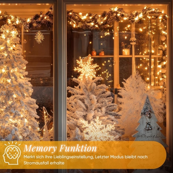 Salcar LED-Lichterkette LED-Lichterkette Aussen Cluster Weihnachtslichterkette Warmweiß, 5M-200 LEDs, 8 Modi, Timer & Memory für Weihnachtsdeko Innen & Außen Bild 5