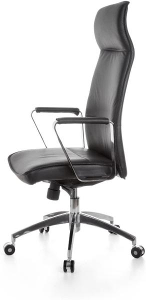 Amstyle 'Verona' Bürostuhl mit Synchronmechanik, Echtleder schwarz, max. 120 kg Bild 9