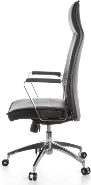 Amstyle 'Verona' Bürostuhl mit Synchronmechanik, Echtleder schwarz, max. 120 kg Bild 4