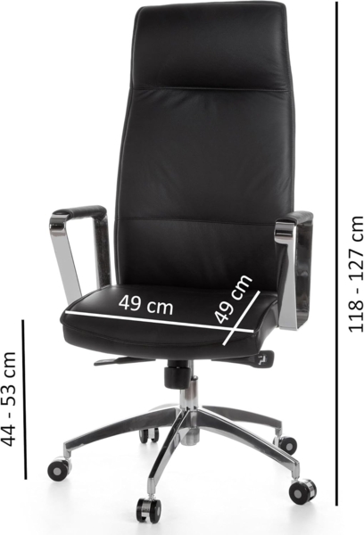 Amstyle 'Verona' Bürostuhl mit Synchronmechanik, Echtleder schwarz, max. 120 kg Bild 2