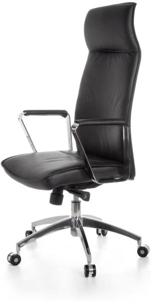 Amstyle 'Verona' Bürostuhl mit Synchronmechanik, Echtleder schwarz, max. 120 kg Bild 8