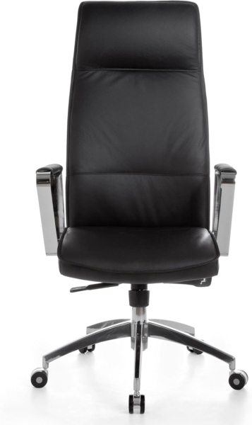 Amstyle 'Verona' Bürostuhl mit Synchronmechanik, Echtleder schwarz, max. 120 kg Bild 3