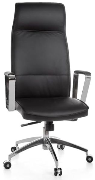 Amstyle 'Verona' Bürostuhl mit Synchronmechanik, Echtleder schwarz, max. 120 kg