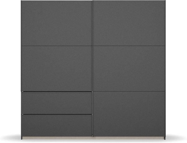 Rauch Möbel Sevilla Schrank Kleiderschrank Schwebetürenschrank, Graumetallic, Griffleisten graumetallic, 2-türig, inkl. 2 Kleiderstangen, 2 Einlegeböden BxHxT 218x210x59 cm