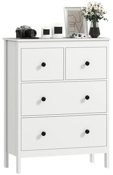 HOMCOM Kommode Sideboard mit 4 Schubladen Moderner Aufbewahrungsschrank (Schubladenschrank, 1 St, Sideboard), für Wohnzimmer Schlafzimmer Flur 74 x 35 x 97 cm Weiß