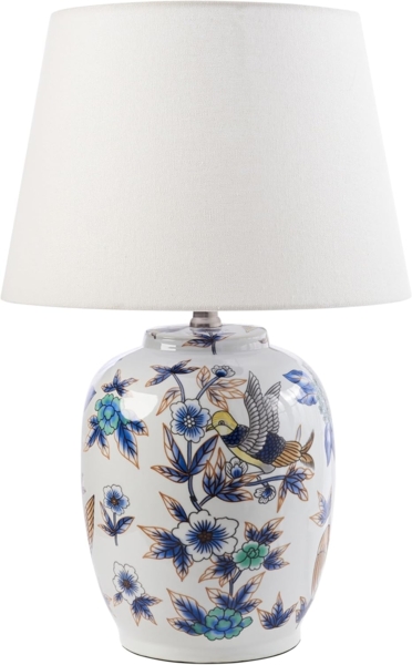 Tischlampe SUNJA Porzellan Weiß Blau
