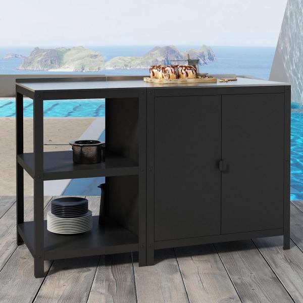 Outdoorset Standregal und Schrank Schwarz, matt [casa. pro]