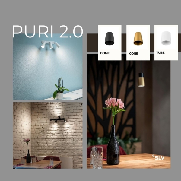 SLV PURI 2.0 Cone, Wand- und Deckenaufbauleuchte, Schalter, rechteckig, 1x max. 6W GU10, schwarz - Wand- und Deckenleuchten Bild 5