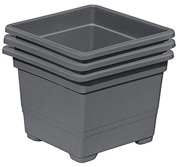 Gartenpirat Pflanzkübel 3er Set Pflanzkasteneinsatz 32x32x26 cm Pflanzkübel Kunststoff grau