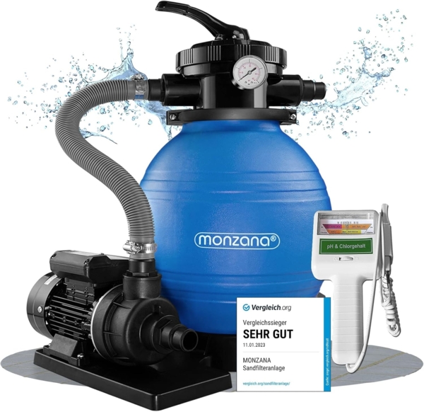 MONZANA® Sandfilteranlage 10.200L/h inklusive Wassertester