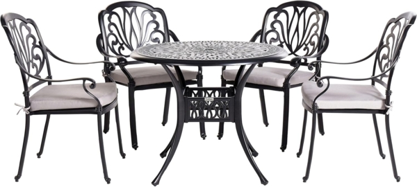 Gartentisch Set ANCONA Metall 90x90x72 cm Schwarz