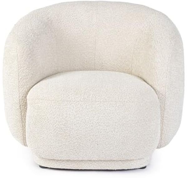 Sessel Tecla aus Boucle-Stoff, modern gepolstert, Natur Cremeweiß, bequemes Design für Dein Zuhause