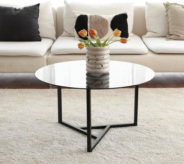 Dmora Couchtisch Galactica 75 x 75 x 42h cm Grau, Runde Form