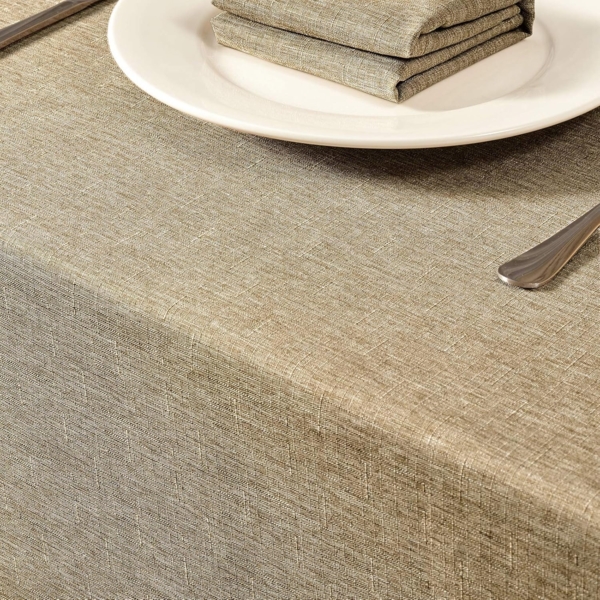 Mebakuk Rechteckige Tischdecke Leinen Bauernhaus Tischdecke Wasserdicht Anti-schrumpft Weich und knitterarm Dekorative Stofftischdecke für Küche (länglich 152,4x213,3 cm (6-8 Sitze), Mokka) Bild 2