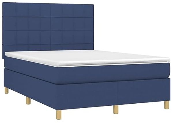 vidaXL Boxspringbett mit Matratze Blau 140x190 cm Stoff 3142335