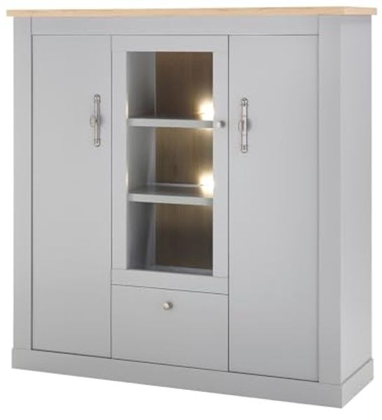 Highboard Rideau in grau und Eiche Artisan 138 x 142 cm