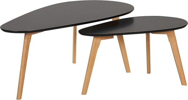 Couchtisch 2er Set schwarz hellbraun oval FLY III