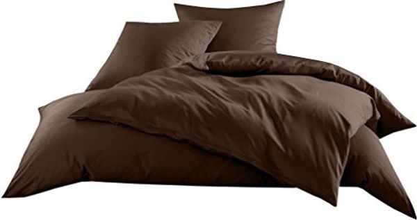 Mako-Satin / Baumwollsatin Bettwäsche uni / einfarbig dunkelbraun
