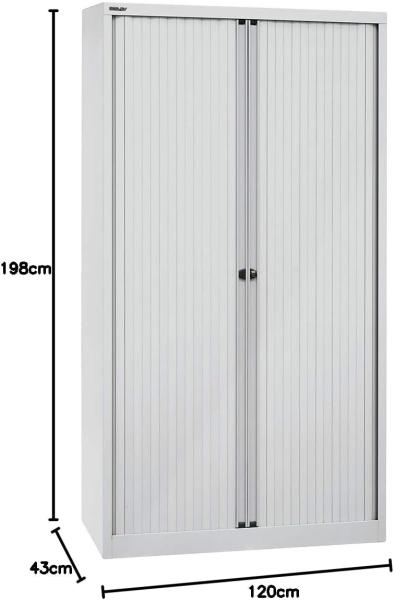 Bisley 'EuroTambour' Rollladenschrank, 120,0 cm, Lichtgrau, 4 Einlegeböden Bild 2
