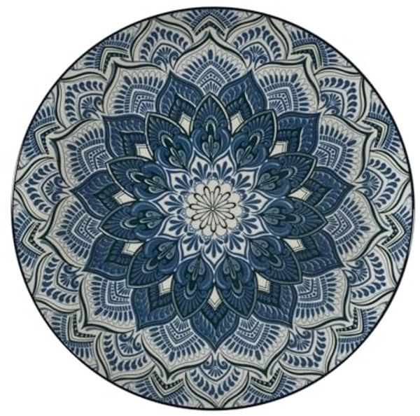 HOME DECO FACTORY, KA0664, 12-teiliges blaues Mandala-Geschirrset, Elegantes und vielseitiges Design, pflegeleicht, langlebig, ideal für alle Gelegenheiten – Größe: 268 cm, Farbe: Blau