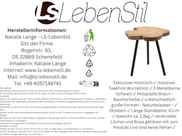 Beistelltisch Teakholz 45cm Braun Couchtisch Nachttisch Hocker Massiv Bild 4