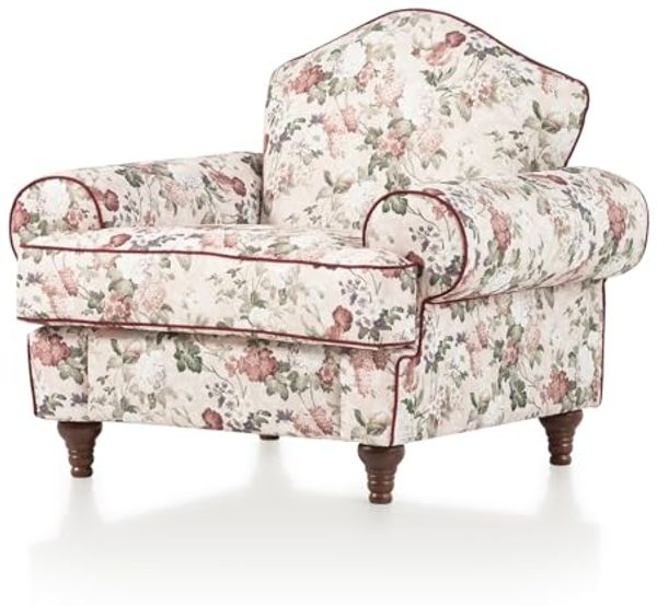 Sessel Elita in creme Landhaus Blumen 110 cm