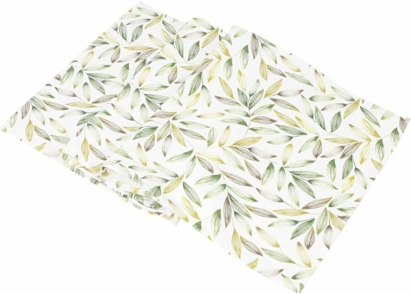 Tischläufer "Blätter" creme mit grünen & braunen Blättern, 40x140 cm, Mitteldecke Bild 5