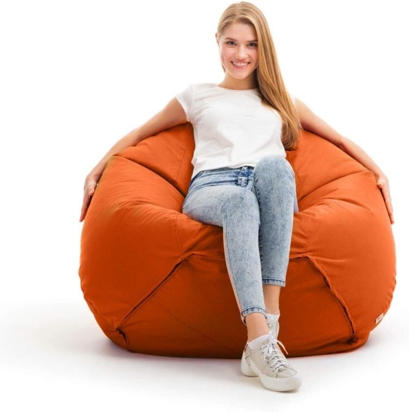 Bruni Kinder-Sitzsack Classico S in Orange – Sitzsack mit Innensack für Kinder, Abnehmbarer Bezug, lebensmittelechte EPS-Perlen als Bean-Bag-Füllung, aus Deutschland Bild 5