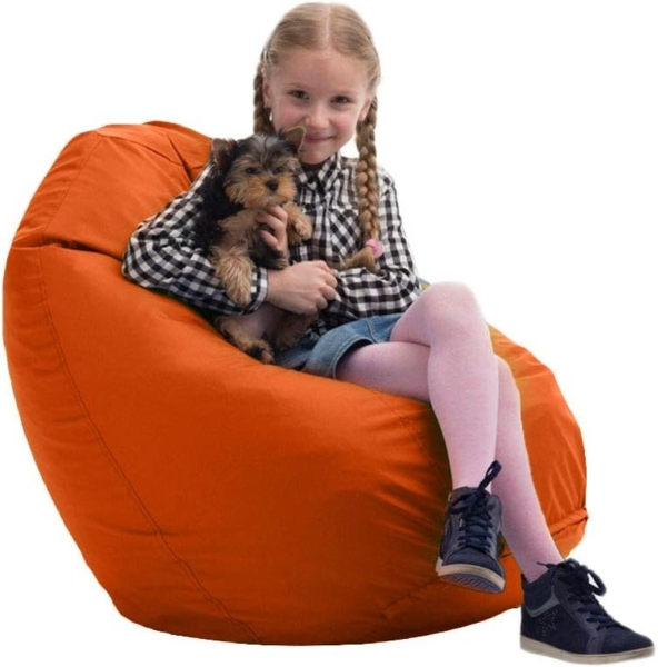 Bruni Kinder-Sitzsack Classico S in Orange – Sitzsack mit Innensack für Kinder, Abnehmbarer Bezug, lebensmittelechte EPS-Perlen als Bean-Bag-Füllung, aus Deutschland Bild 3
