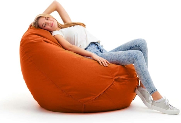 Bruni Kinder-Sitzsack Classico S in Orange – Sitzsack mit Innensack für Kinder, Abnehmbarer Bezug, lebensmittelechte EPS-Perlen als Bean-Bag-Füllung, aus Deutschland Bild 6