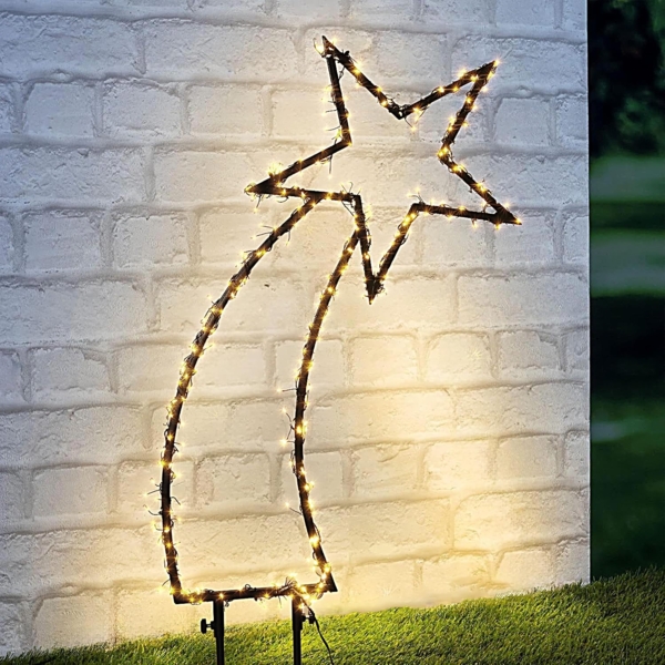 Salcar LED Stern LED Gartenstecker Sternschnuppe 1M 400 LED Weihnachtslicht Stern Außen, Warmweiß, Garten Weihnachtsdeko Weihnachtsbeleuchtung Warmweiß