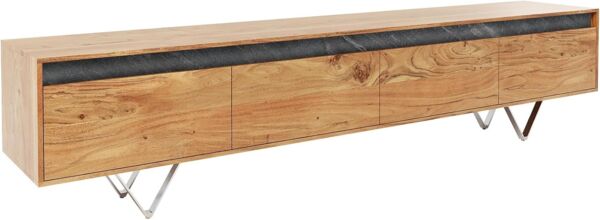Fernsehtisch Stonegrace Akazie Natur Schiefer 200 cm 4 Schübe Designer Lowboard