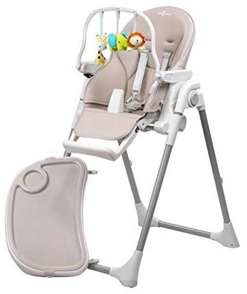 Engel & Storch Baby Hochstuhl TANELI Kinderhochstuhl Babystuhl mitwachsender Hochstuhl Verstellbar und Klappbar, Abnehmbares Tablett und inklusive Spielebogen - in der Farbe Grau