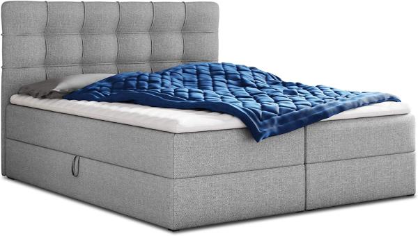 Sofnet Boxspringbett Best mit 2 Bettkästen, Doppelbett mit Bonell-Matratze und Topper, grau, 160x200cm