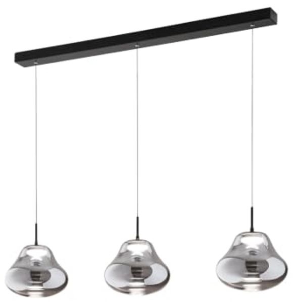 Fabas Luce 3774-48-126 LED Pendelleuchte Deva 3-flammig in Linie Grau Transparent