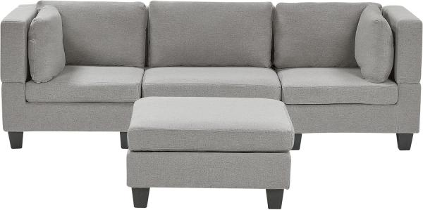 Beliani 'Unstad' Sofa, Hellgrau, Leinenoptik, 72 x 76 x 228 cm, mit Ottomane, Einzelsofa