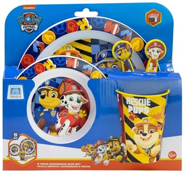 Paw Patrol Teller-Set Mikrowellengeeignet 5-teiliges Kindergeschirr mit rutschfestem Boden