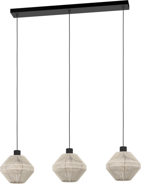Eglo 3er Hängeleuchte Midsumer schwarz creme 92 x 22 x 110 cm E27