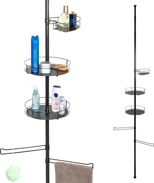 bremermann Teleskopregal Teleskop-Badregal, 3 Körbe, 2 Stangen, bis max. ca. 290 cm, schwarz