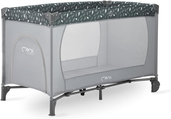 MoMi BELOVE Reisebett für Kinder bis 15 kg Körpergewicht, B65 x L125 x H78 cm (faltbar 21 x 23 x 80 cm), Kinderreisebett mit Matratze, 2 Rädern, Transporttasche