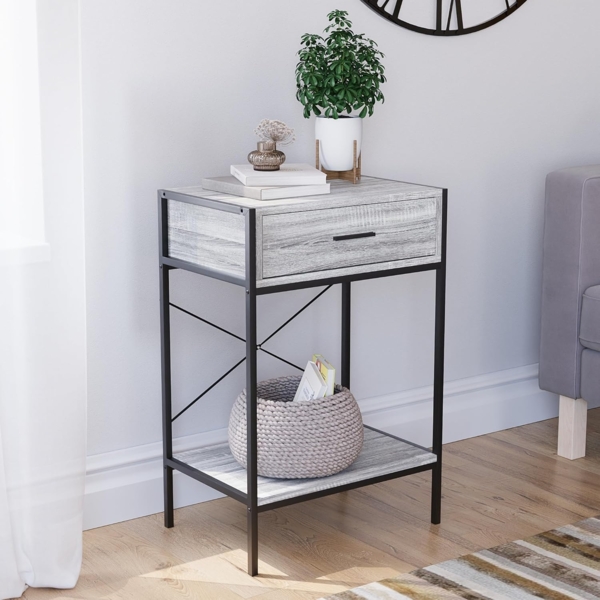 Vida Designs Brooklyn Konsolentische, Holz, Grau, 1 Drawer Bild 2