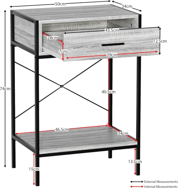 Vida Designs Brooklyn Konsolentische, Holz, Grau, 1 Drawer Bild 3