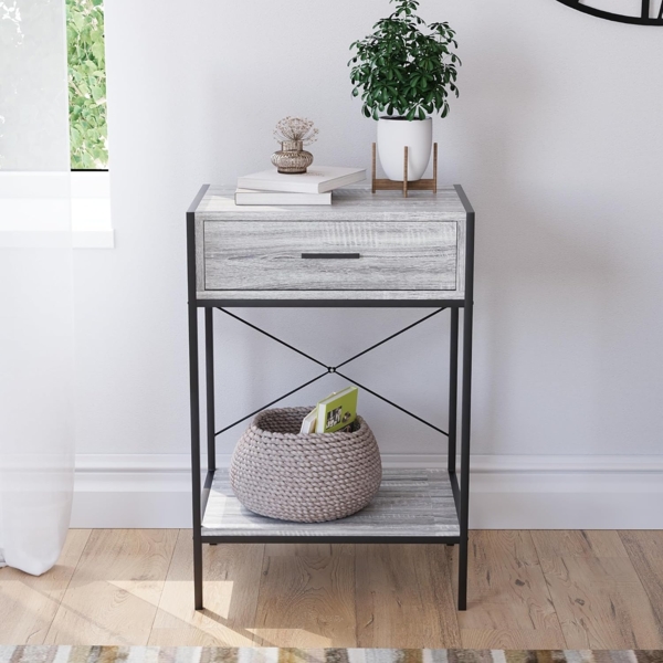 Vida Designs Brooklyn Konsolentische, Holz, Grau, 1 Drawer Bild 4