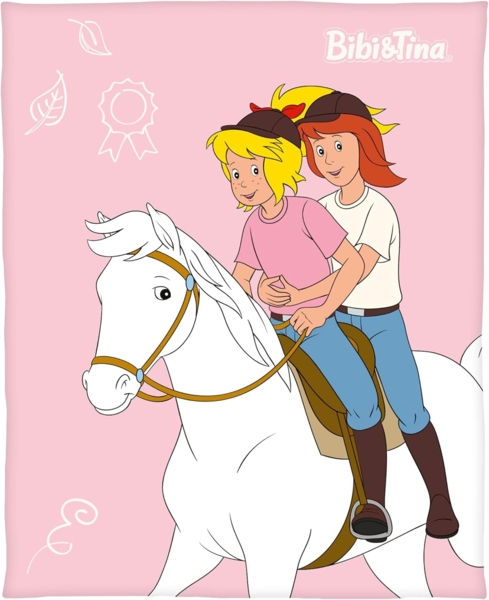 Kinderdecke Bibi und Tina Pferde Decke 130x170 cm weich und kuschelig Fleecedecke, BERONAGE, passend zur Bettwäsche, ideal für Sofa, Couch, Bett, Auto, Camping