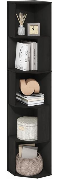 Furinno Econ 5-stufiges Freistehendes Eckregal-Bücherregal, Espresso