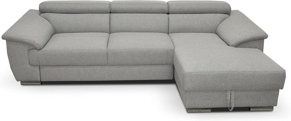 Domo Collection David Sofa, Ecksofa mit Rückenfunktion, Eckcouch, 272x166 cm, Funktionssofa mit Federkern in grau