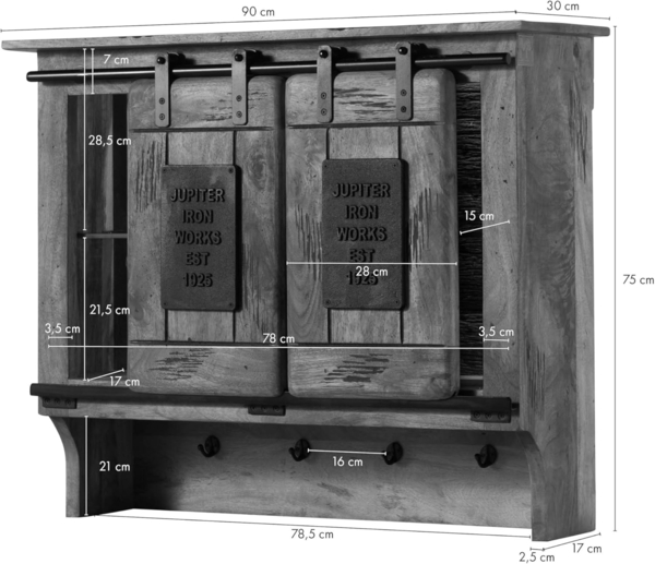 Massivmoebel24 Wandregal, 1-tlg. Bild 3