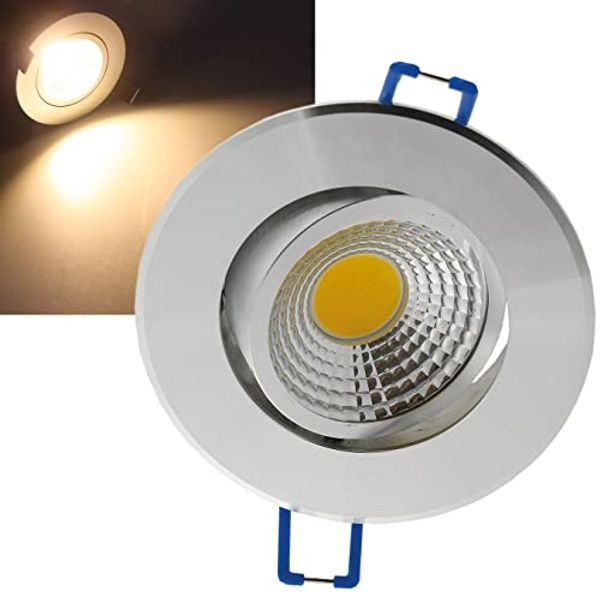 LED-Einbauleuchte "COB-3", 3W, 250lm ALU, 3000K, 95°, Ø85xT47mm, Rahmen chrom